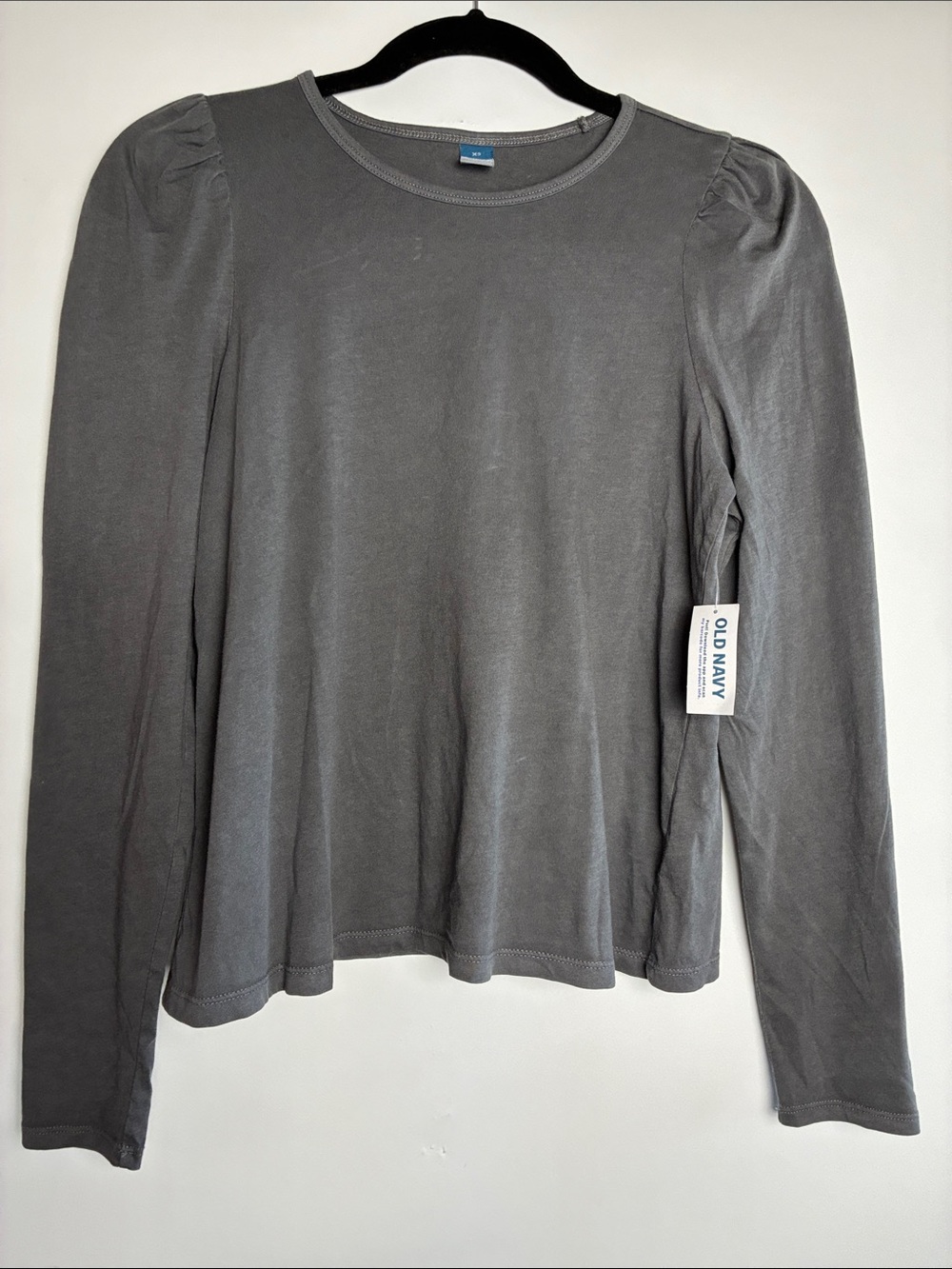 Old Navy Women's Gray Puff-Shoulder Long Sleeve Tee